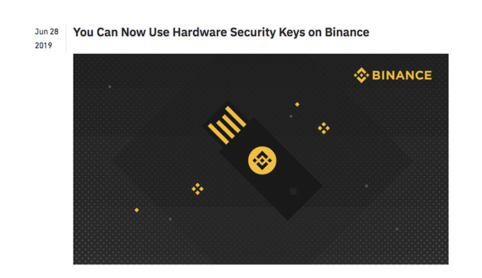 Pregled Binance novčanika: hardverski sigurnosni ključevi na Binanceu.